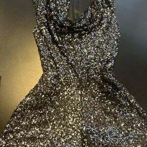 French Connection Black Sequin Jumpsuit